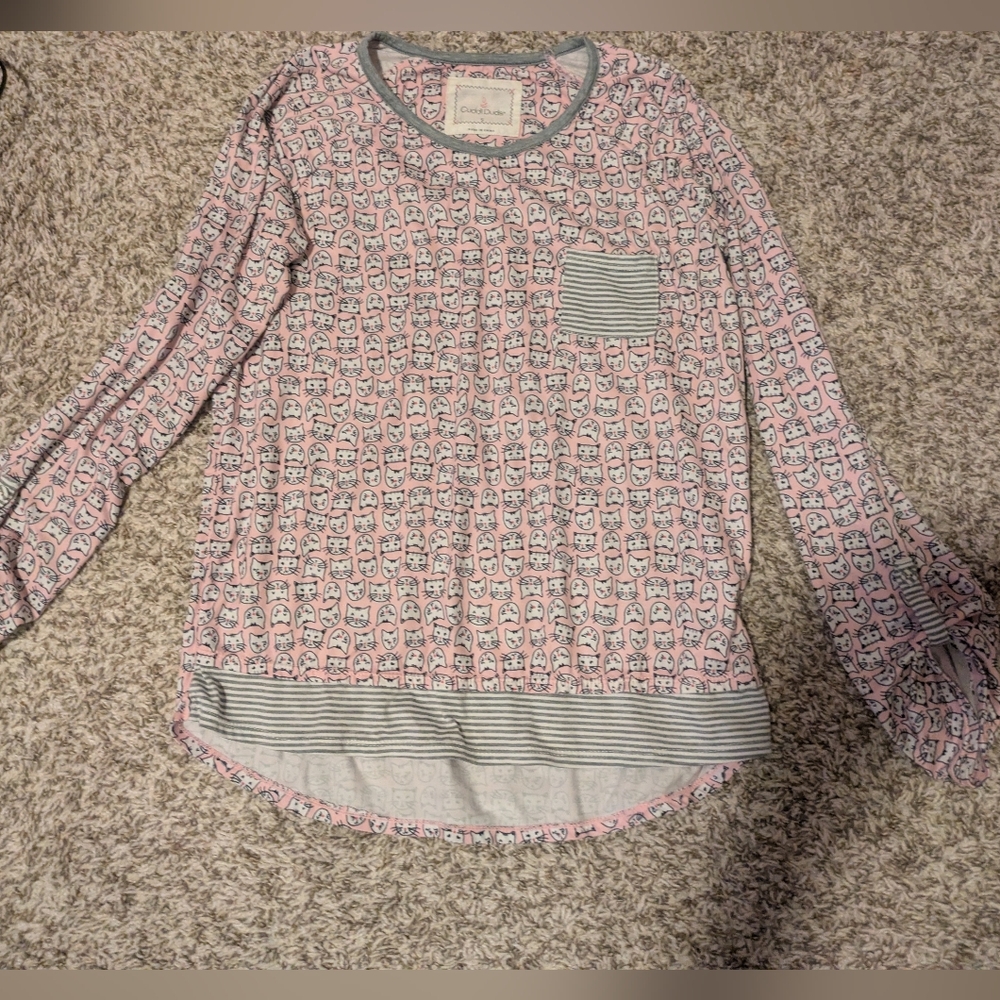 Cuddl Duds Pink and Gray Cats Super Soft Pajama Set